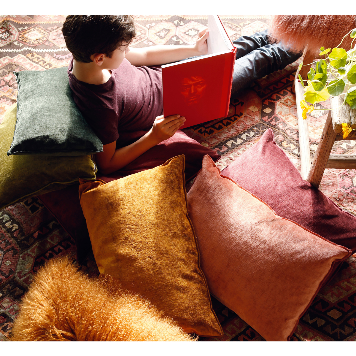 Coussin Vice Versa - Velours Royal - Chianti - 2