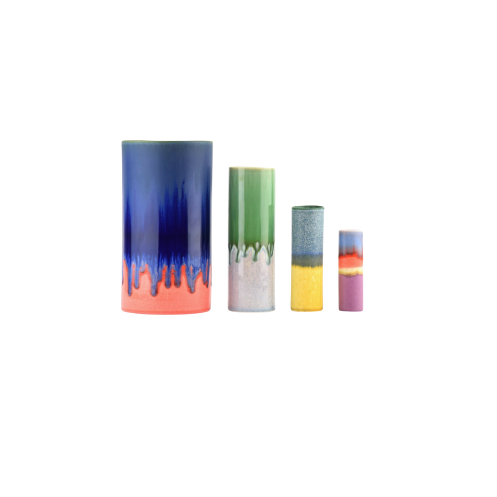 Vase Cylindre - Vert & Beige - 2
