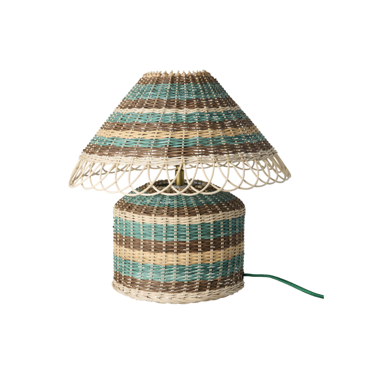 Lampe de Table - Rotin Rayures Brun Low - 1