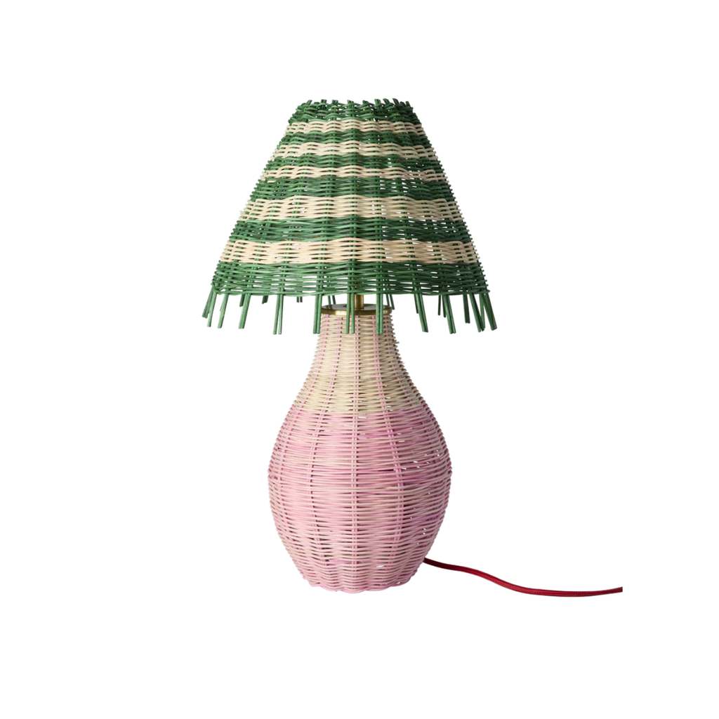 Lampe de Table - Rotin Rayures Pink Tall - 1