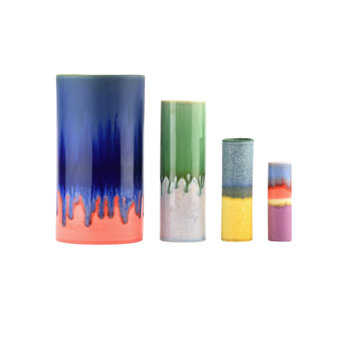 Vase Cylindre - Distortion Gris Vert & Rose pêche - 2