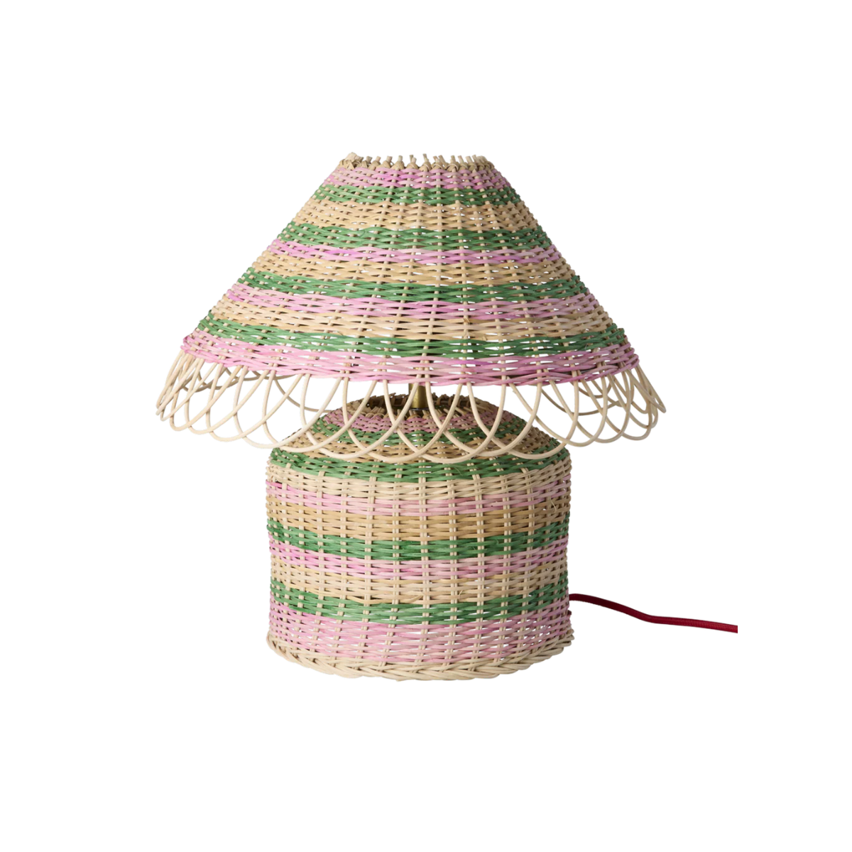 Lampe de Table - Rotin Rayures Pink Low - 1