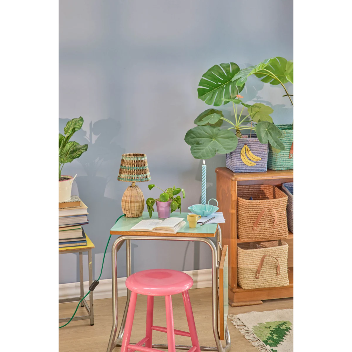Lampe de Table - Rotin Rayures Brun Small - 2