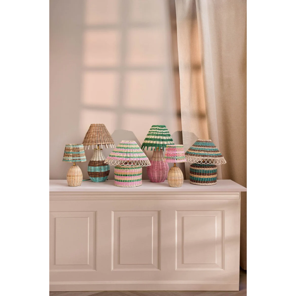 Lampe de Table - Rotin Rayures Brun Low - 2