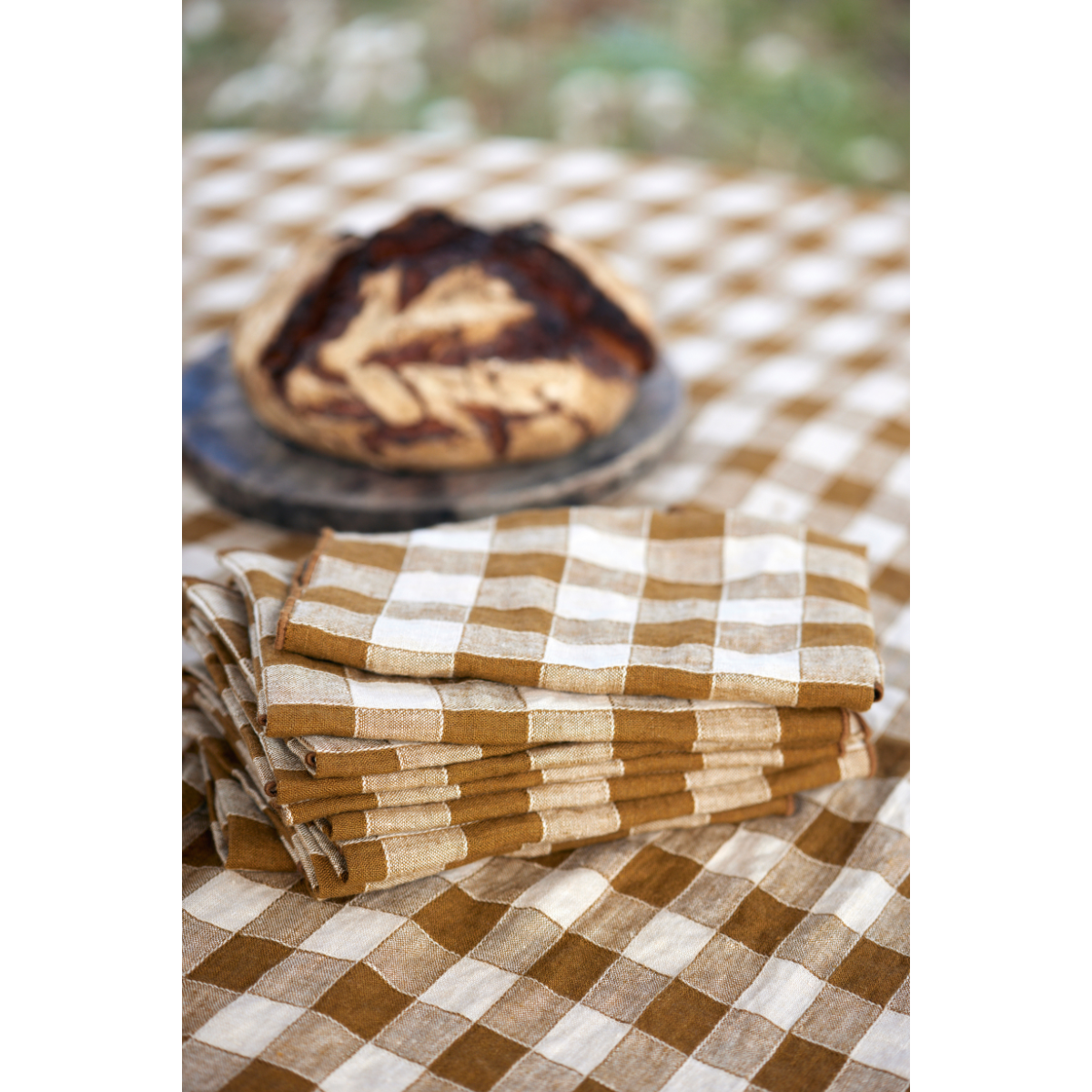Nappe Bourdon Toile Vichy Vintage - Havane/Bourdon Havane - 2