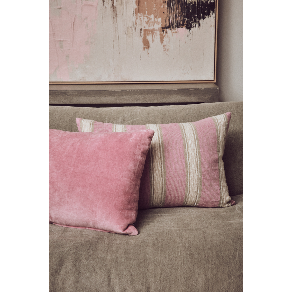 Coussin Tissé Rayé Blush - 60x40 cm - 2