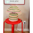 Lampe de Table - Rotin Rayures Pink Low - 2