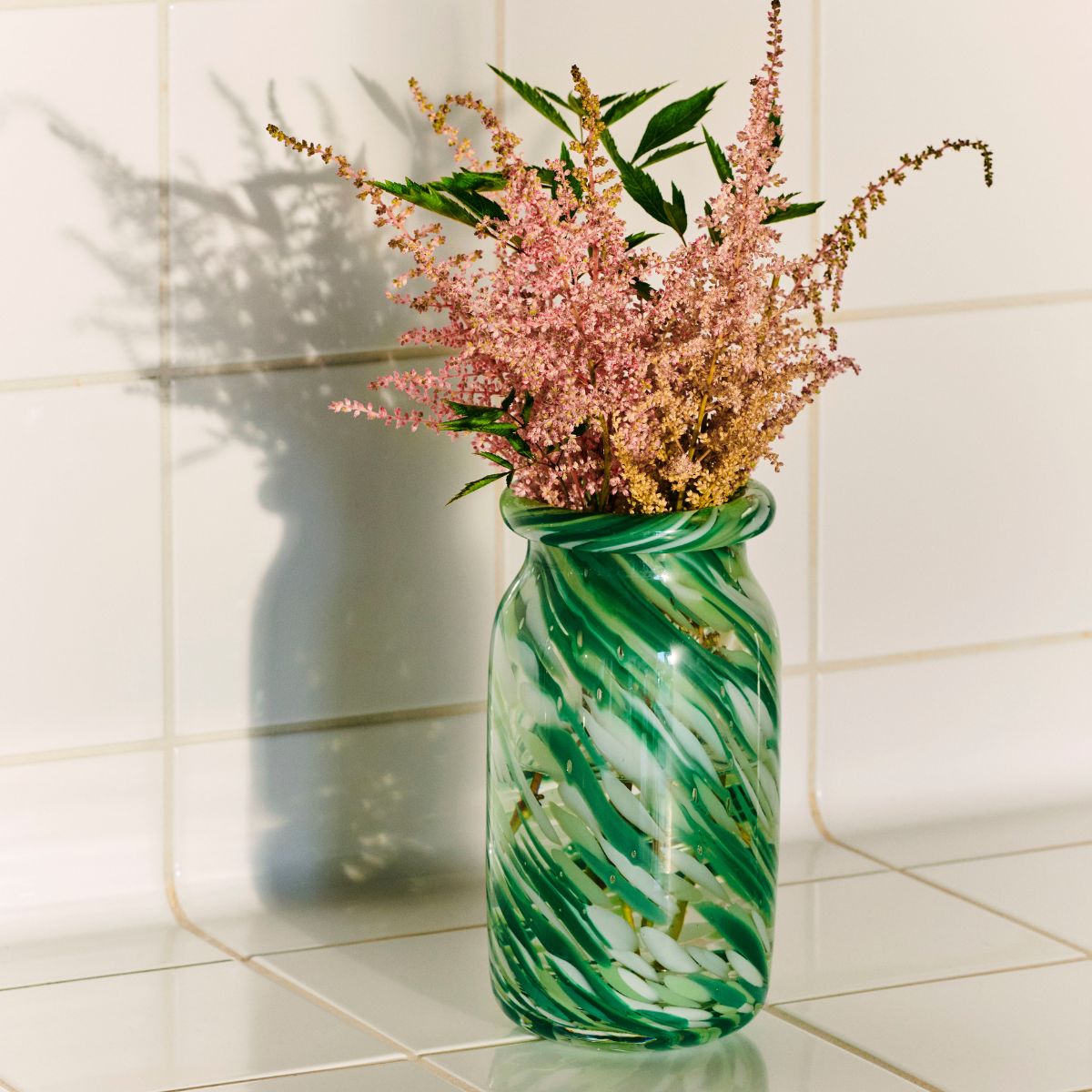 Vase Splash Roll Neck - Ø 11,3 x h 20,5 cm - Green Swirl - 2